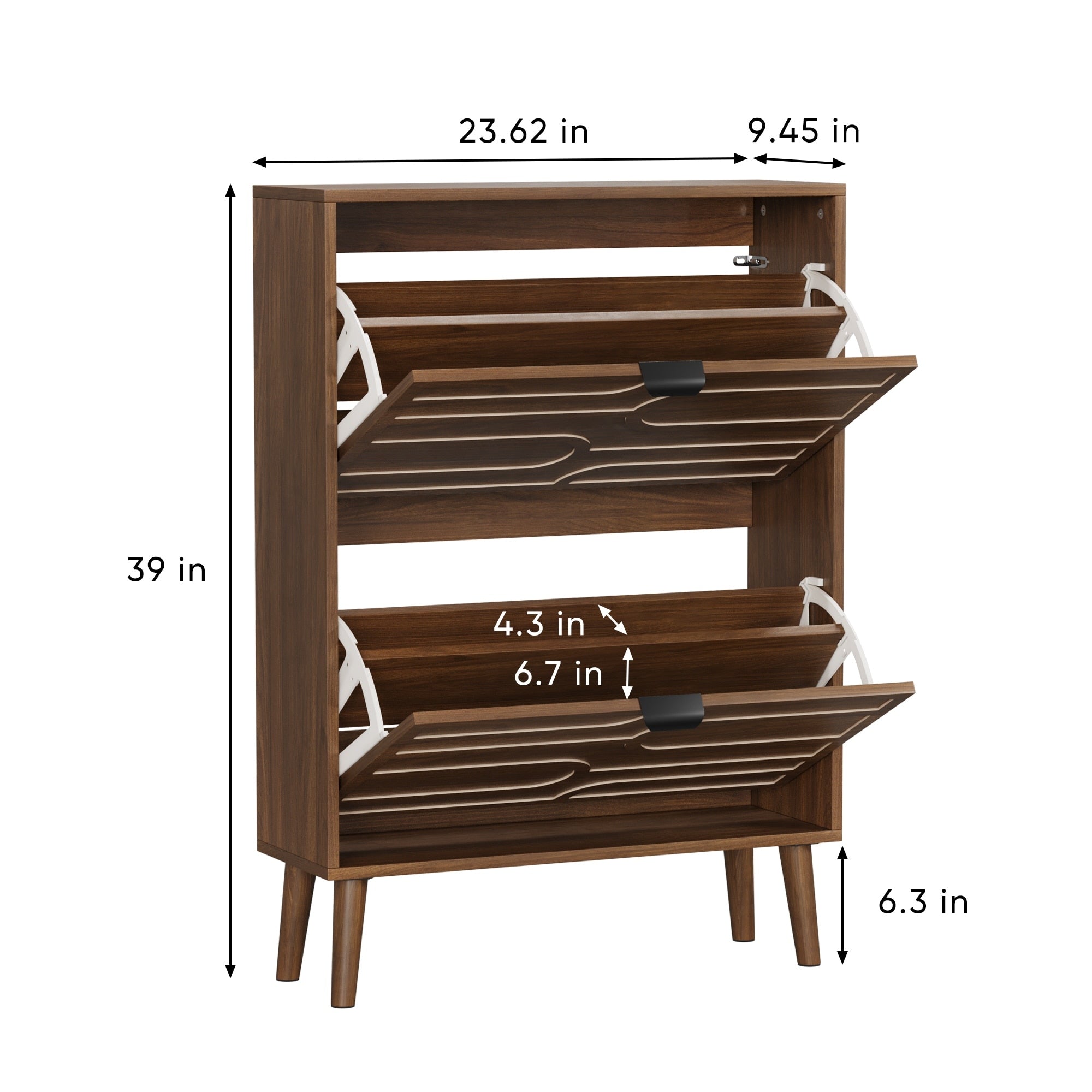Fence Shoe Cabinet With 2 Flip Drawers Freestanding Wood Shoe Rack Cabinet Slim Entryway Shoe Storage Organizer