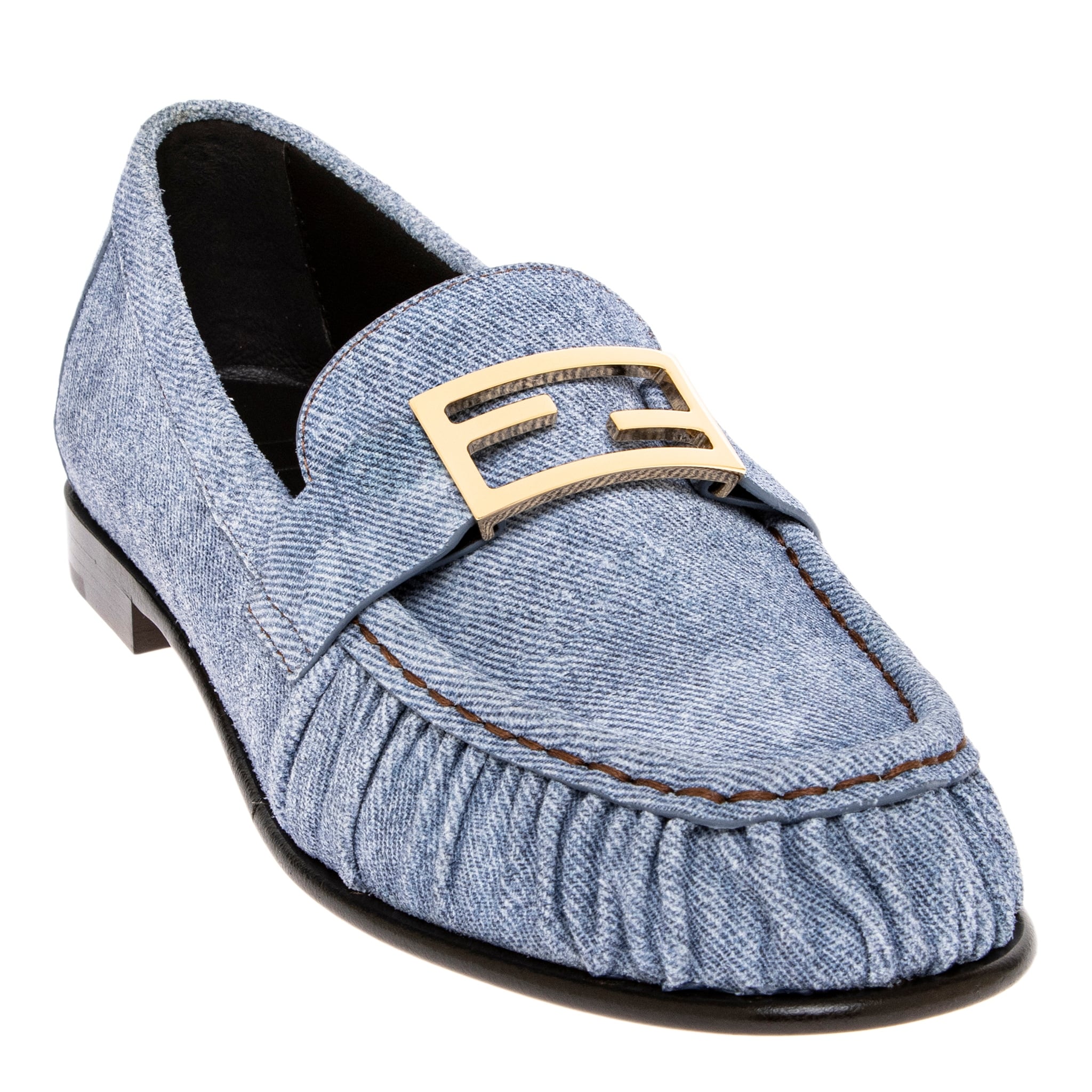 Fendi Baguette Denim Loafers