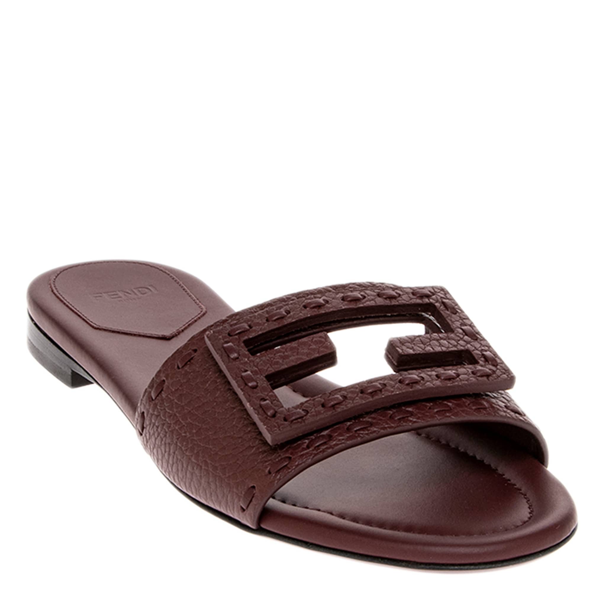 Fendi Baguette Leather Slides