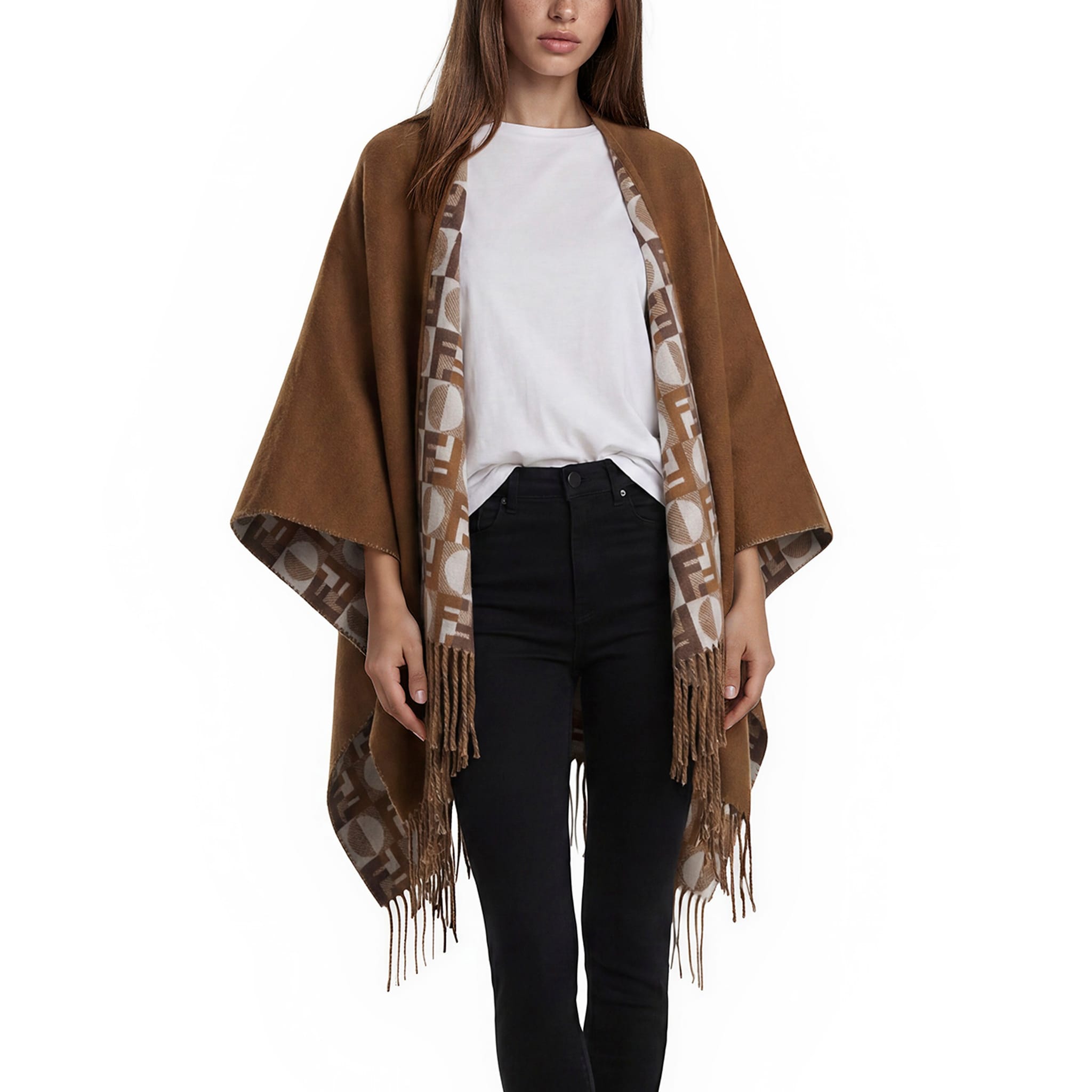 Fendi Optical Fleeced Wool Cashmere Poncho