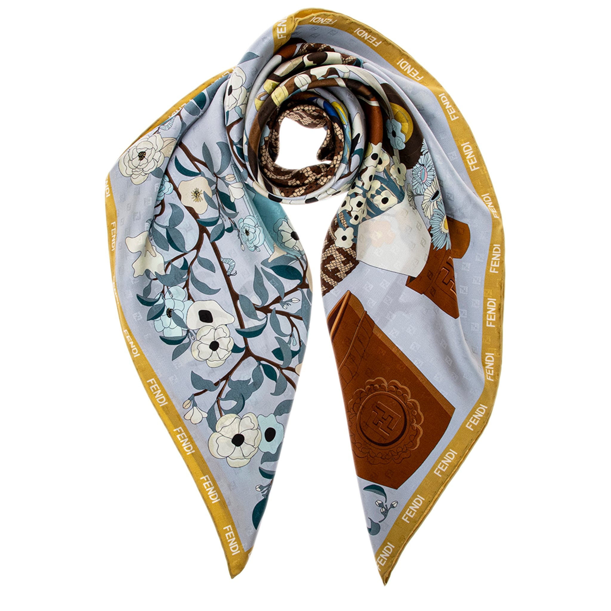 Fendi Silk Gardening Foulard Scarf