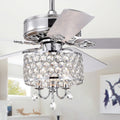 Fengren 52 Inch Chrome Lighted Ceiling Fan With Crystal Drum Shade Includes Remote And Light Kit