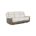 Feo Double Manual Reclining Sofa Beige And Gray Chenille Foam Cushions