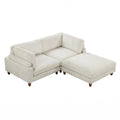 Fera Modular Sectional Sofa With Adjustable Back In Beige Corduroy 89 Inch