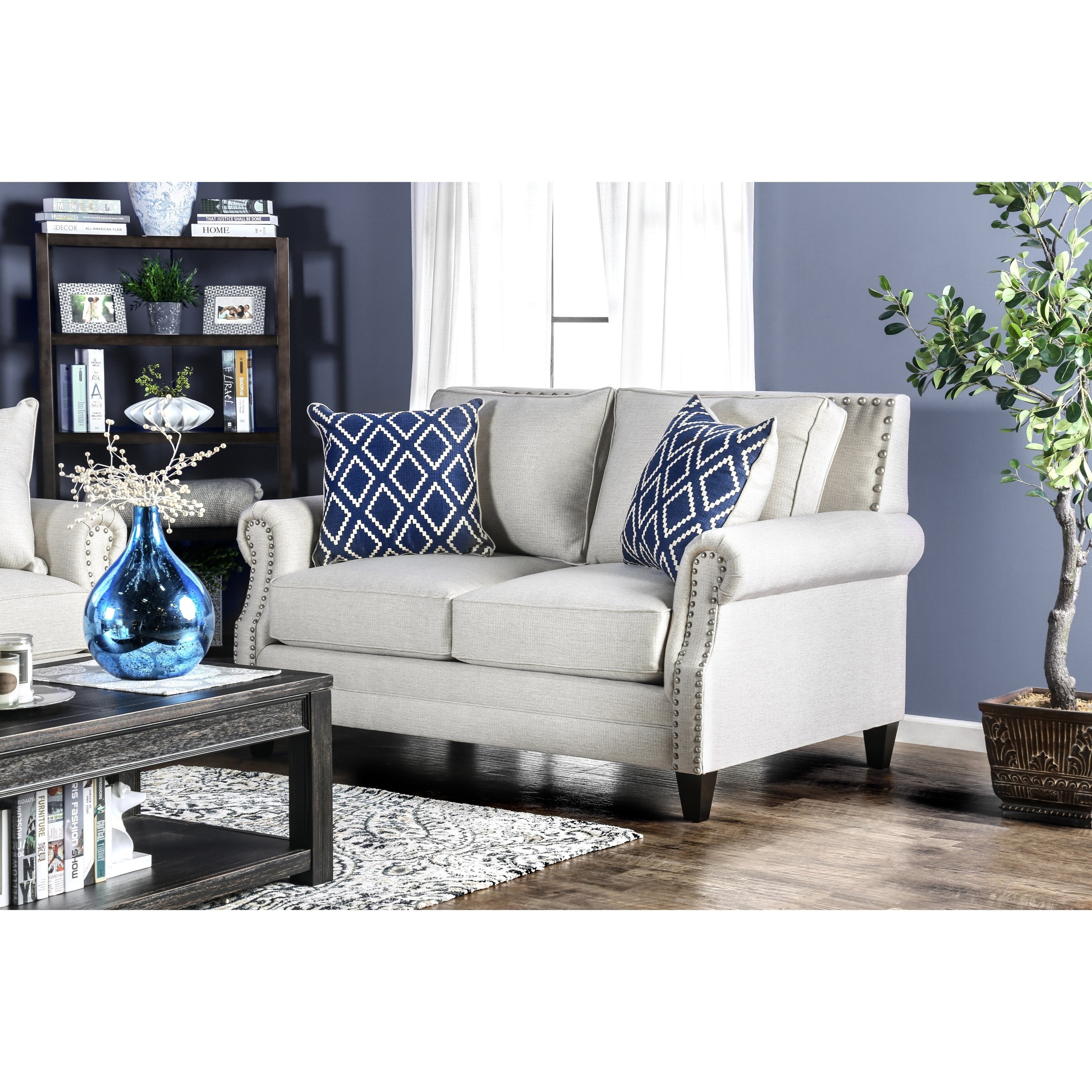 Furniture Of America Ferisen Contemporary Faux Linen Love Seat