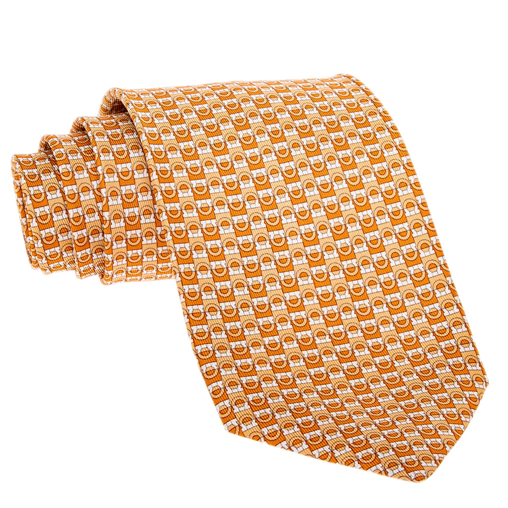 Ferragamo Bicolor Gancini Print Silk Tie