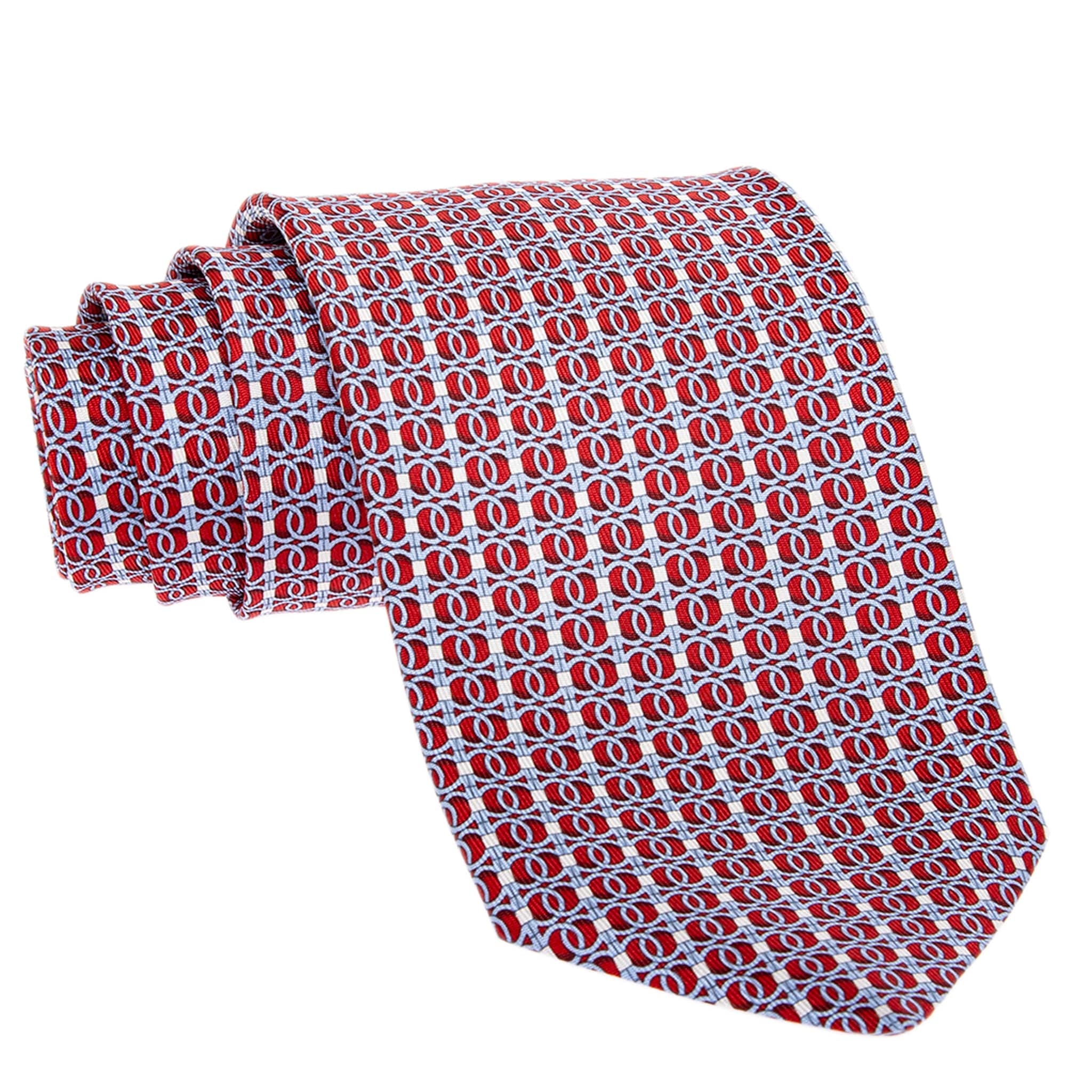 Ferragamo Gancini Chain Print Silk Tie