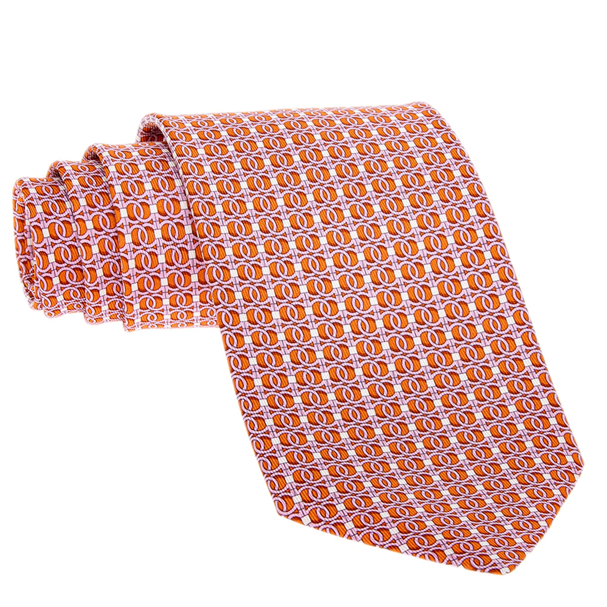 Ferragamo Gancini Chain Print Silk Tie