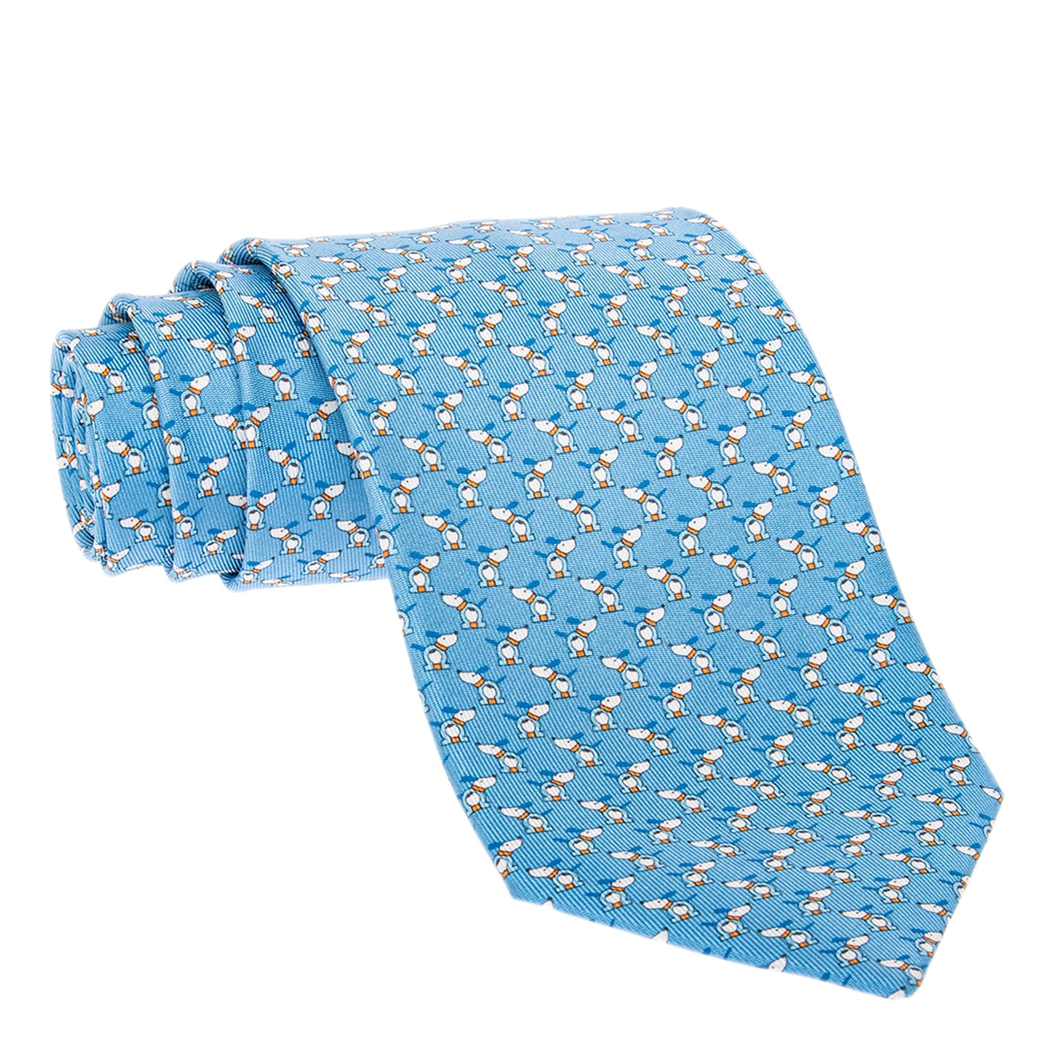 Ferragamo Gancini Dog Print Silk Tie