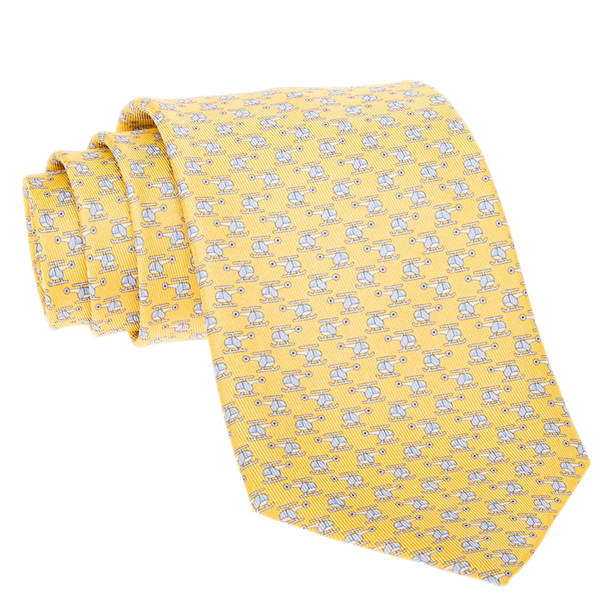Ferragamo Helicopter Print Silk Tie