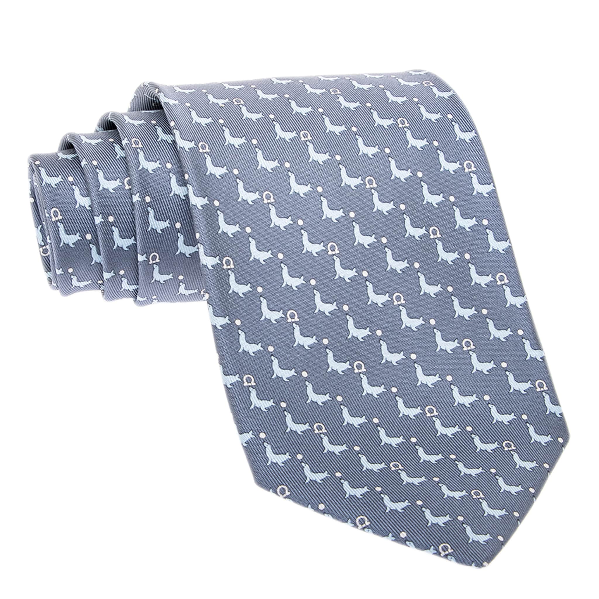 Ferragamo Seal Print Silk Tie