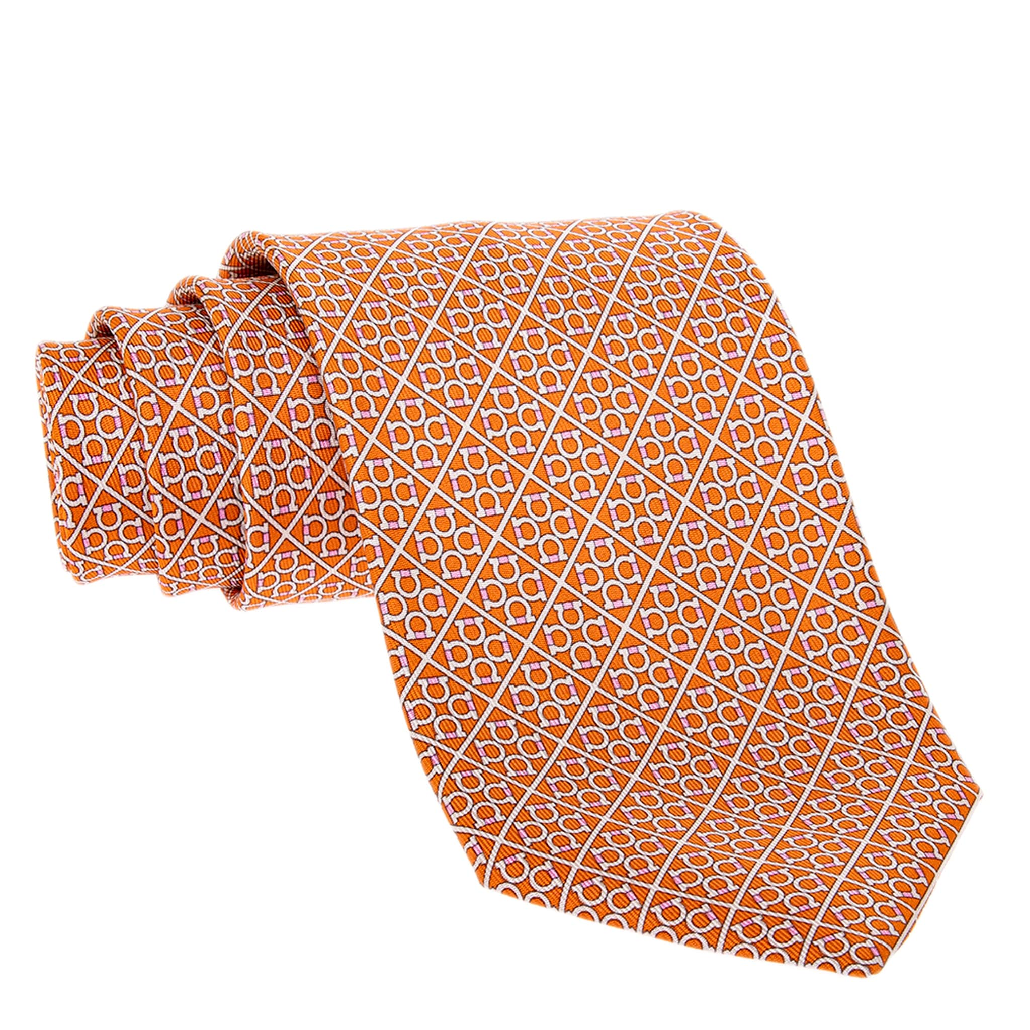Ferragamo Square Gancini Print Silk Tie