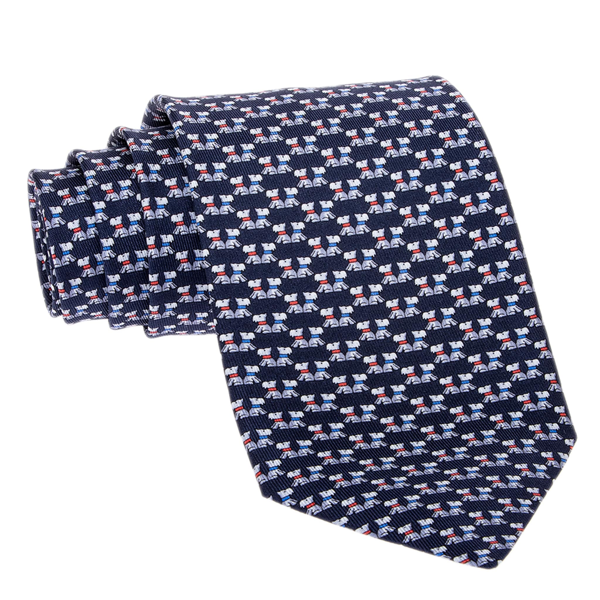 Ferragamo Terrier Print Silk Tie