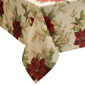 Festive Poinsettia Holiday Fabric Tablecloth