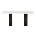 Fesy Dining Table 68 Inch Faux Marble Top W Adjustable Height Black White