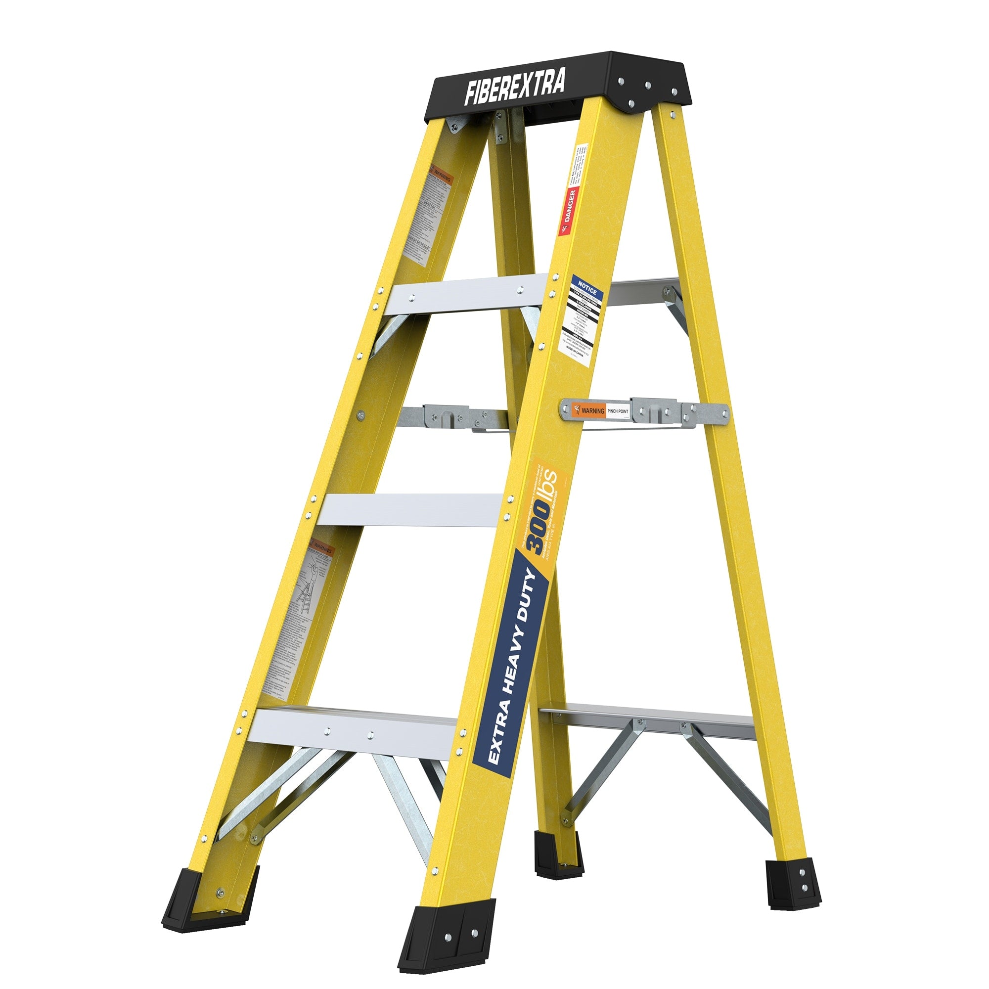 Fiberglass Reinforced Single Side Ladder Lightweight Non Conductive Access Ladder 4 Step Yellow