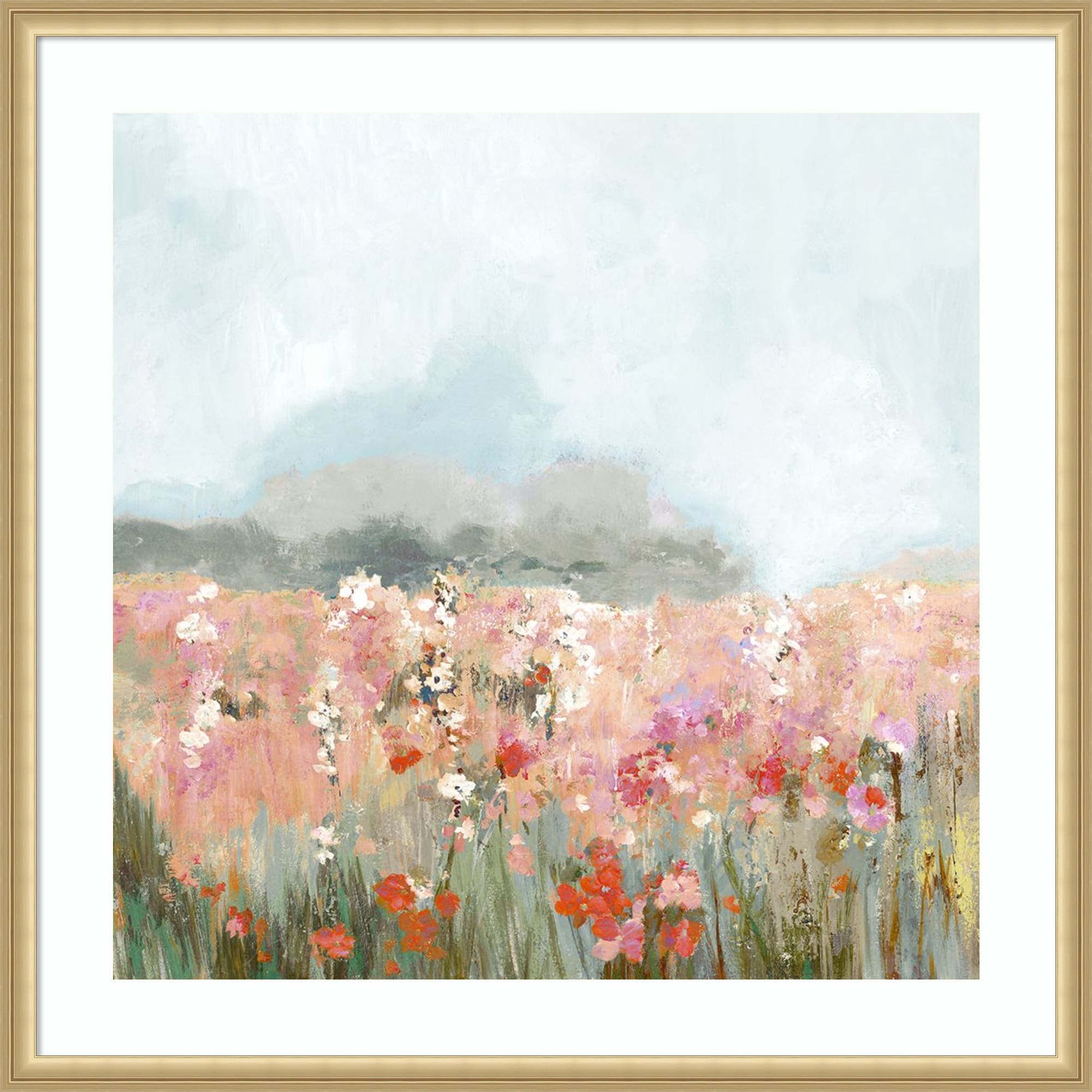 Fields Of Gentle Blooms By Pi Studio Wood Framed Wall Art Print