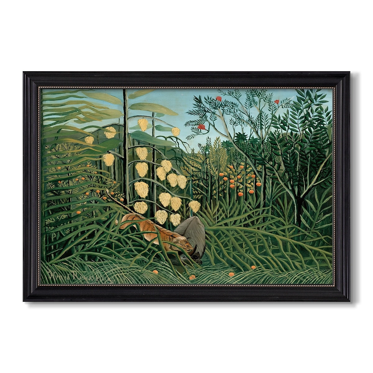 Fight Between A Tiger And A Buffalo 1908 Henri Rousseau Custom Framed Canvas