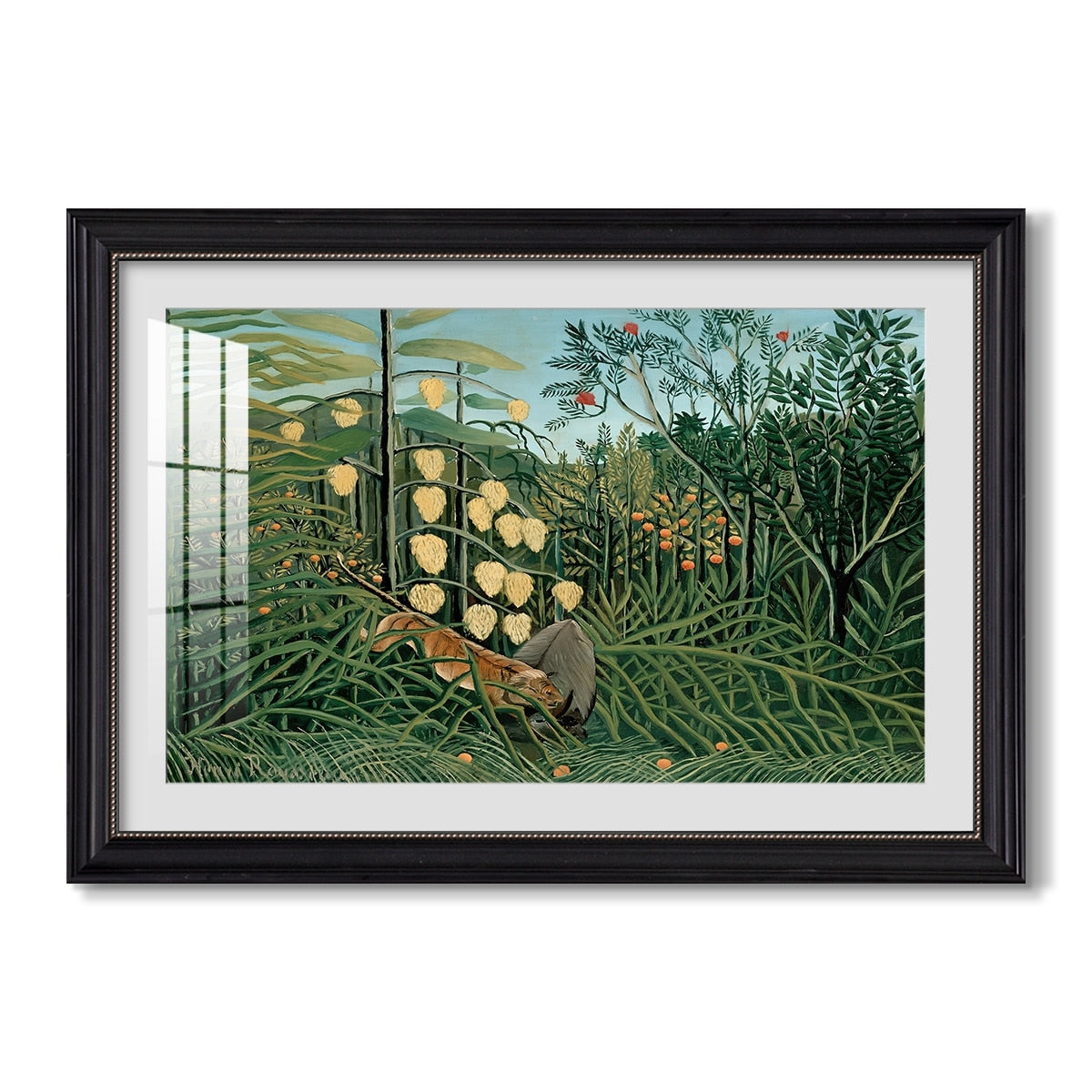 Fight Between A Tiger And A Buffalo 1908 Henri Rousseau Custom Framed Print