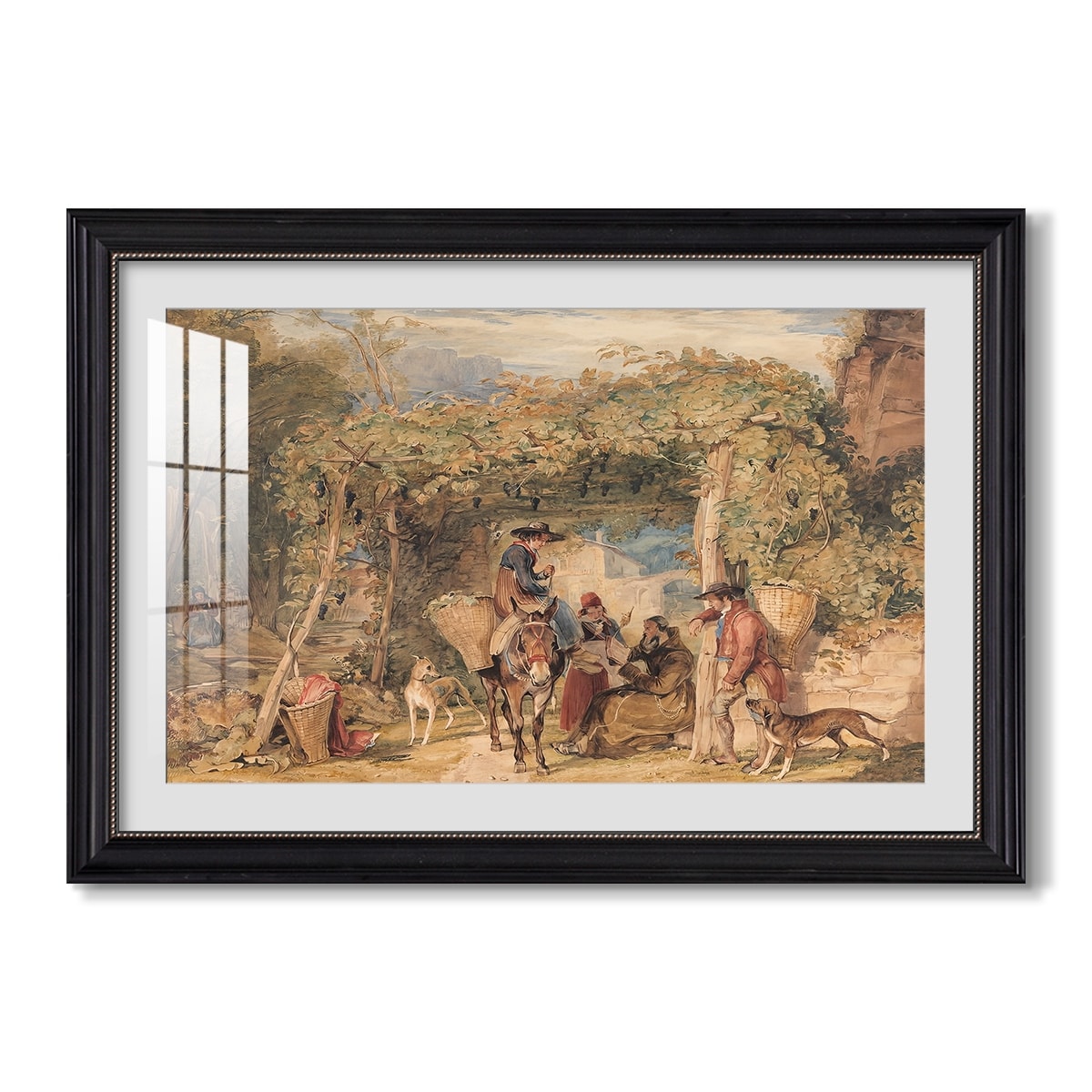 Figures And Animals In A C 1829 John Frederick Lewis Custom Framed Print