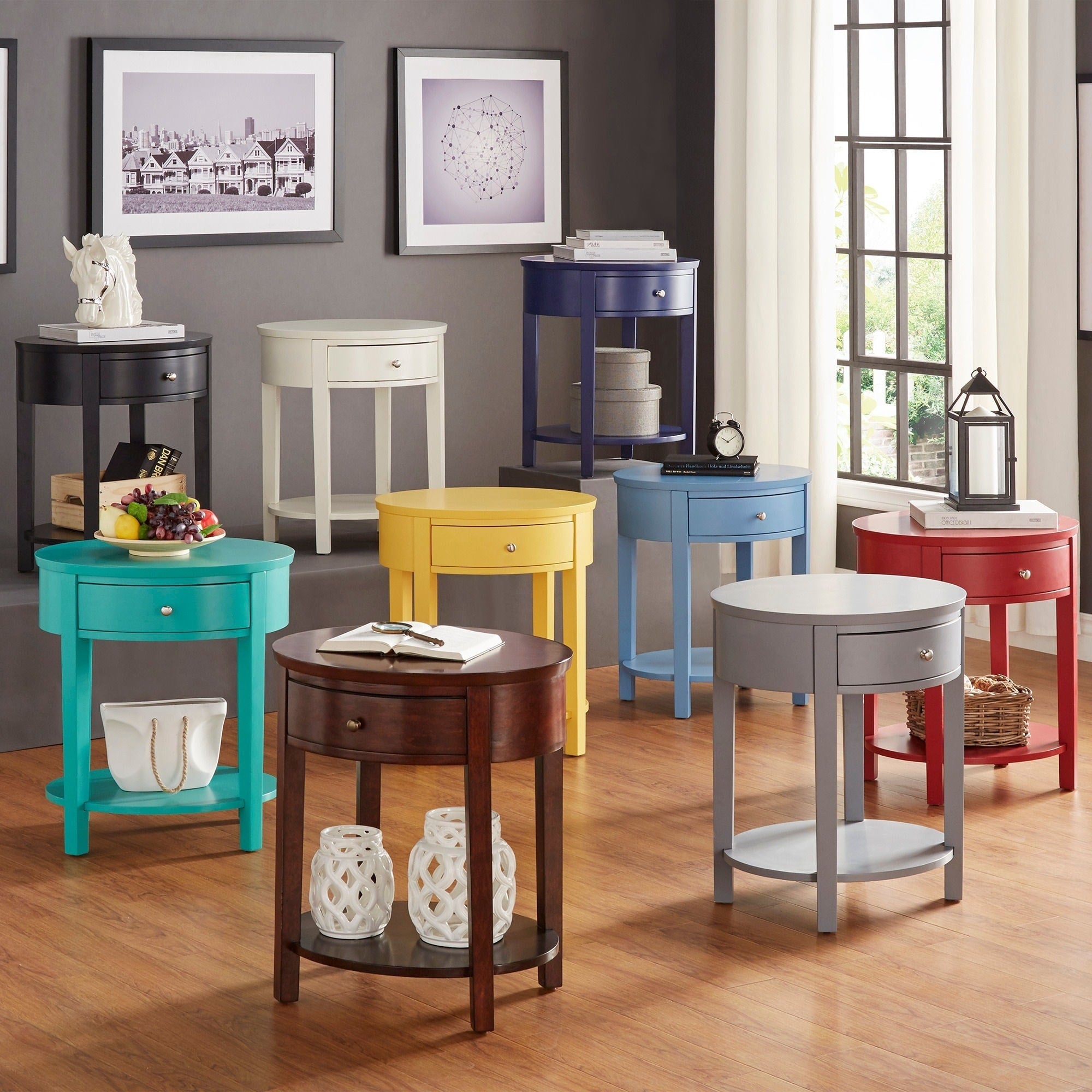 Fillmore 1 Drawer Oval Wood Shelf Accent End Table By Inspire Q Bold