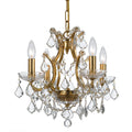 Filmore 4 Light Antique Gold Swarovski Spectra Crystal Mini Chandelier Antique Gold