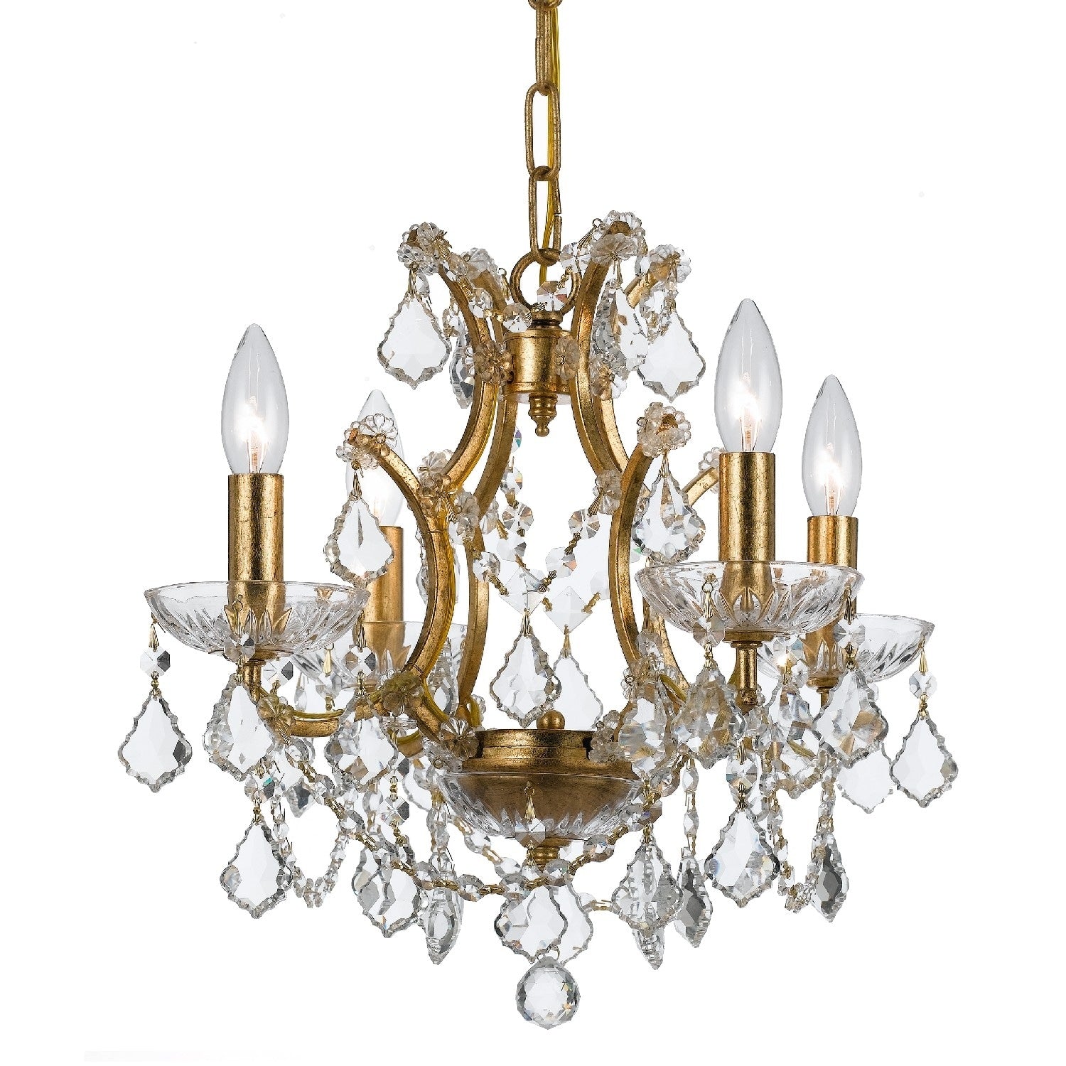Filmore 4 Light Antique Gold Swarovski Spectra Crystal Mini Chandelier Antique Gold