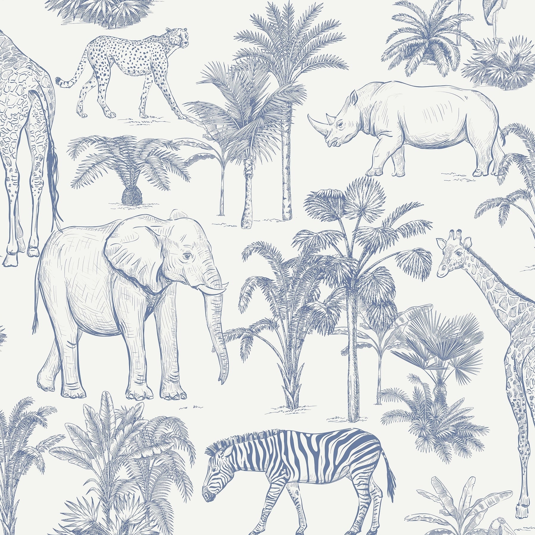 Fine Decor Ansaldo Blue Safari Wallpaper 396 X 20.5