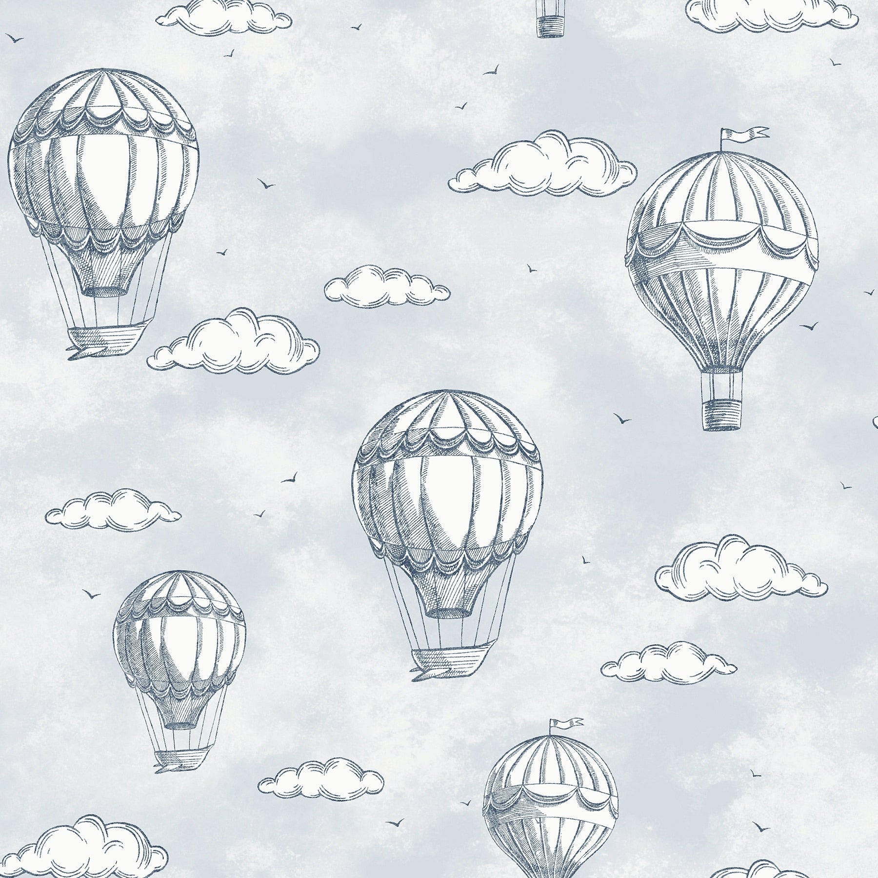 Fine Decor Ariya Light Blue Vintage Balloons Wallpaper 396 X 20.5