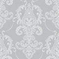 Fine Decor Valda Slate Embroidered Damask Wallpaper 396 X 20.5