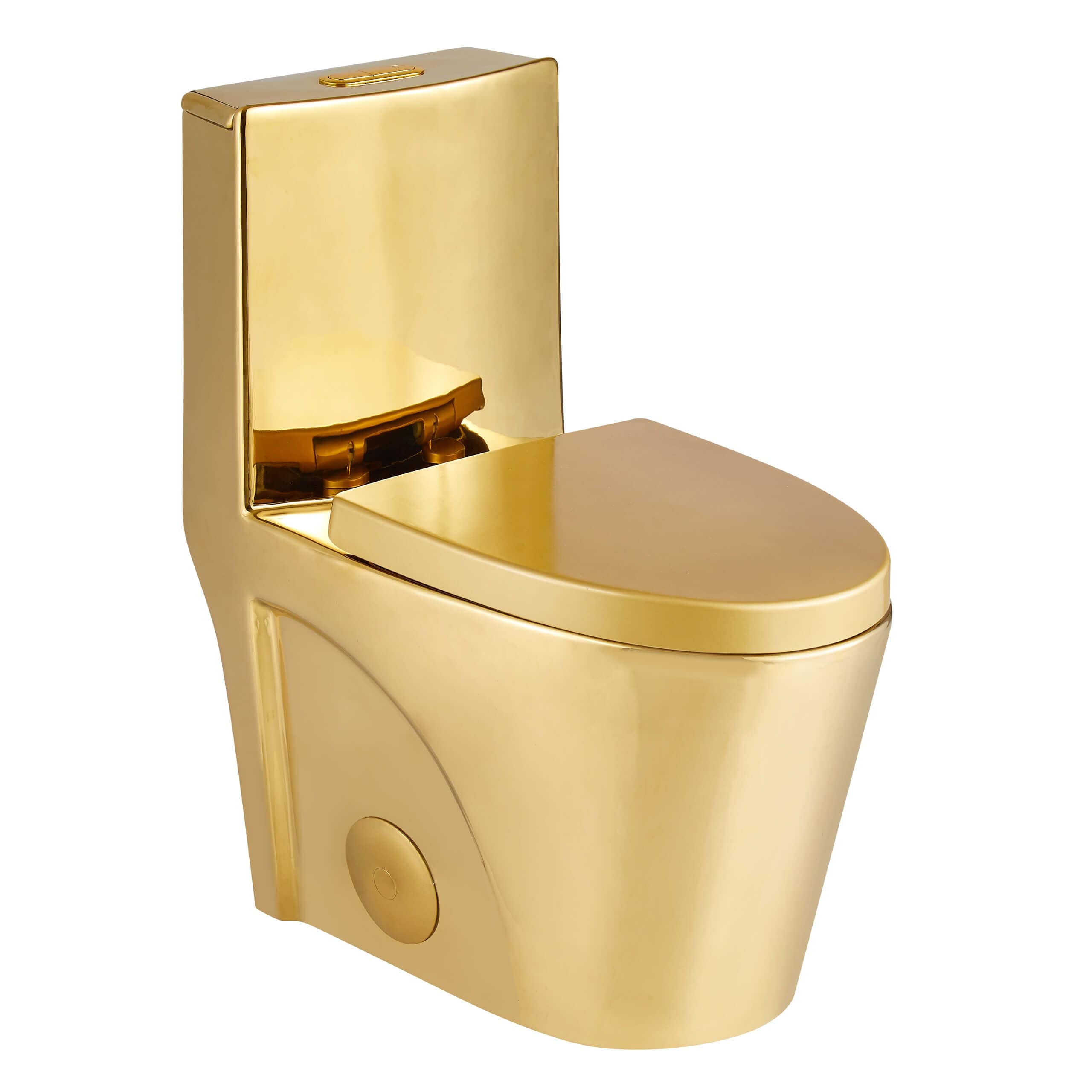 Fine Fixtures Dual Flush Elongated One Piece Toilet With High Efficiency Flush