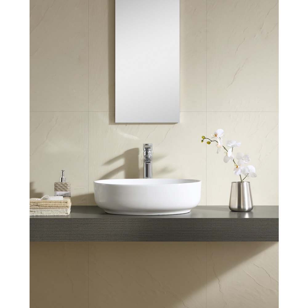 Fine Fixtures White Vitreous China 20 Inch Thin Edge Vessel Sink