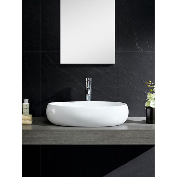 Fine Fixtures Vitreous China Bulging Oval White Vessel Sink
