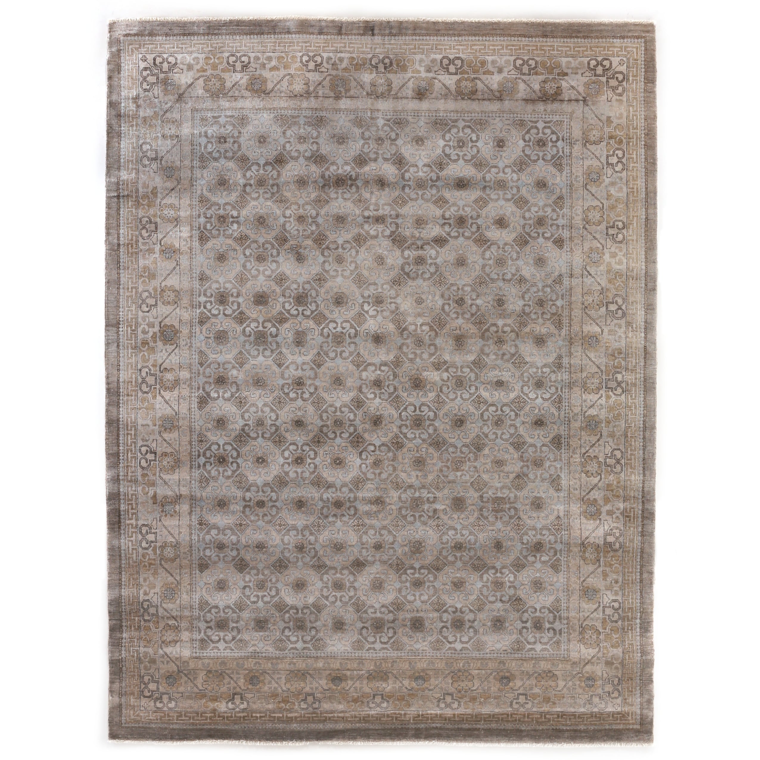 Fine Khotan Hand Knotted Bamboo Silk Camel Ivory Area Rug