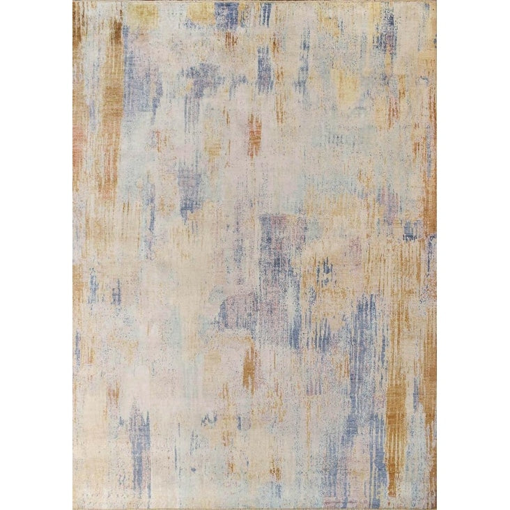 Fine Pure Silk Hand Knotted Silk Beige Gray Area Rug 8 X 10