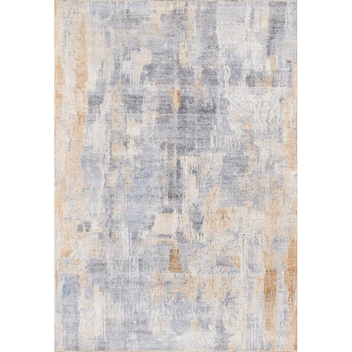 Fine Pure Silk Hand Knotted Silk Beige Gray Area Rug 8 X 10