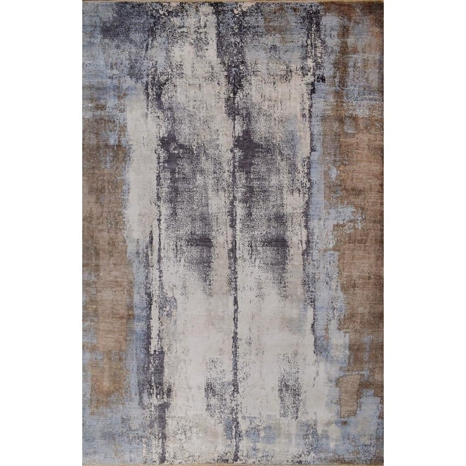 Fine Pure Silk Hand Knotted Silk Beige Orange Gold Area Rug 8 X 10