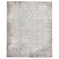 Fine Pure Silk Hand Knotted Silk Silver Ivory Area Rug