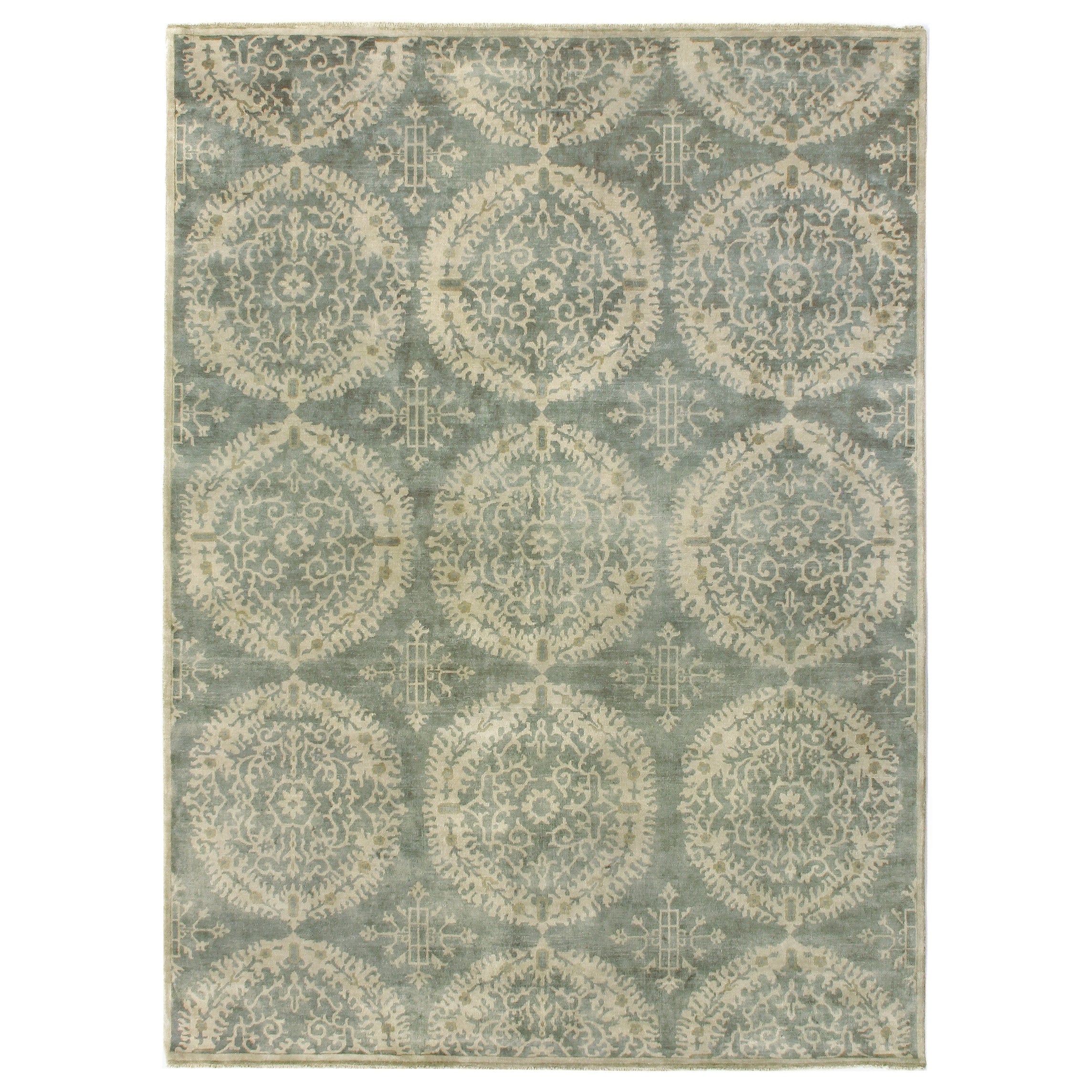 Fine Wool Hand Knotted New Zealand Wool Silver Gray Area Rug