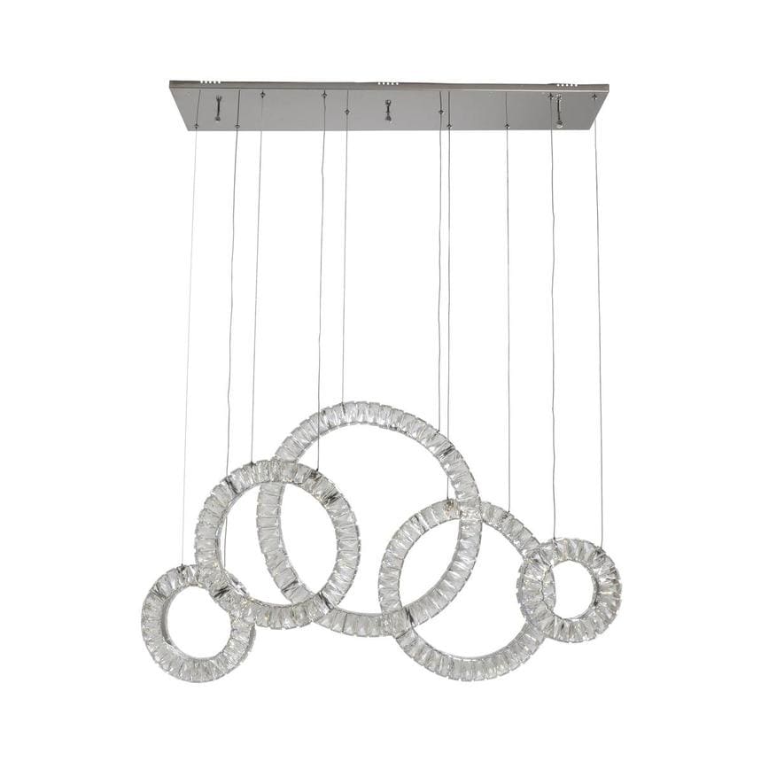 Finesse Decor Pendant Lamp Chrome Metal Frame Clear Crystal