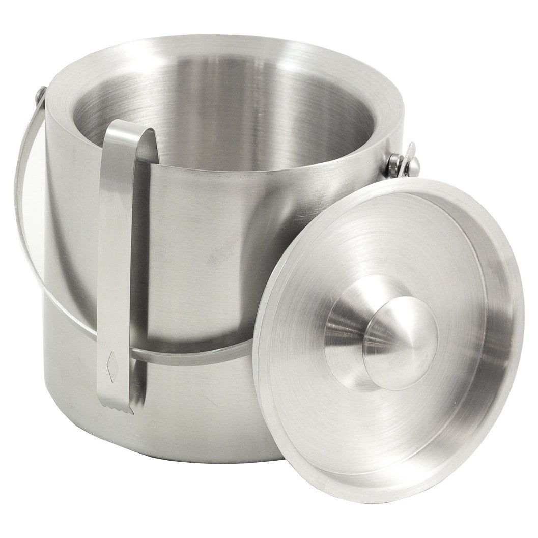 Bey Berk Silver Stainless Steel 5 Quart Ice Bucket