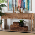 Fiona Handwoven Seagrass Console Table Coastal Boho Accent Table With Fringe Detailing For Living Room Entryway Or Hallway