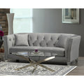Fiona Modern Grey Velvet Tufted Nailhead Sofa