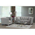 Fiona Modern Grey Velvet Tufted Nailhead Sofa And Chair
