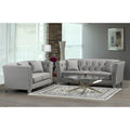 Fiona Modern Grey Velvet Tufted Nailhead Sofa And Loveseat