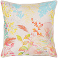 Fiore Embroidered Orange Floral 18 Inch Poly Or Feather Down Throw Pillow