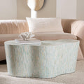 Fiorella Capiz Shell Coffee Table Mother Of Pearl Irregular Shape Accent Table With Textured Inlay Surface For Living Room