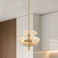 Fiorello 14 Inch 3 Light Brushed Gold Convertible Pendant With Smoked Amber Glass Shades