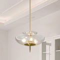 Fiorello 21 Inch 4 Light Brushed Gold Convertible Pendant With Smoked Amber Glass Shades