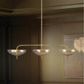 Fiorello 54 Inch 9 Light Brushed Gold Linear Chandelier With Smoked Amber Glass Shades L 54 X W 14.5 X H 13 X M H 74